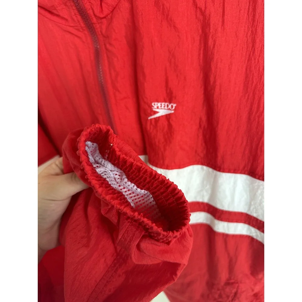 VTG Speedo Track Jacket Red Colorblock Windbreaker 1990s Athleisure Blokecore